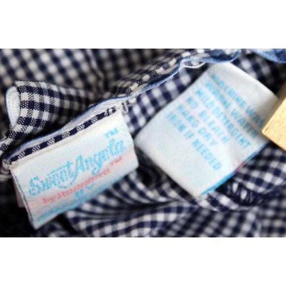 Sweet Angela Rosalina 2pc Outfit Shirt Shorts 8 Navy Plaid Spring Flower Bouquet - Picture 12 of 13